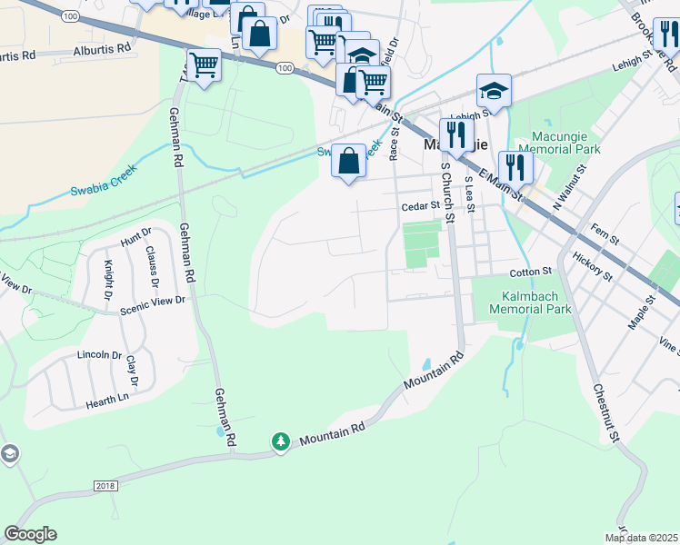 map of restaurants, bars, coffee shops, grocery stores, and more near 150 Spring Street in Macungie