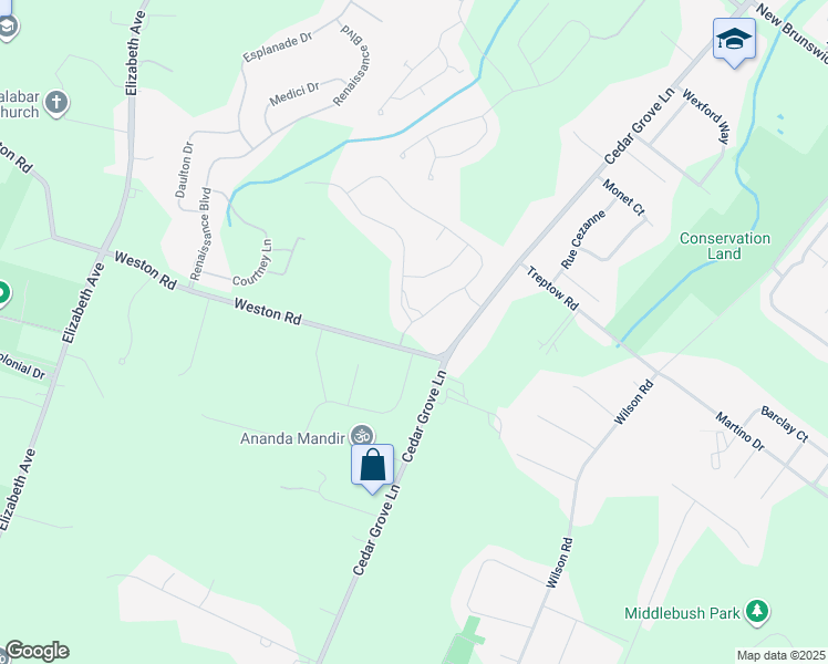 map of restaurants, bars, coffee shops, grocery stores, and more near 1 Schindler Court in Hillsborough Township