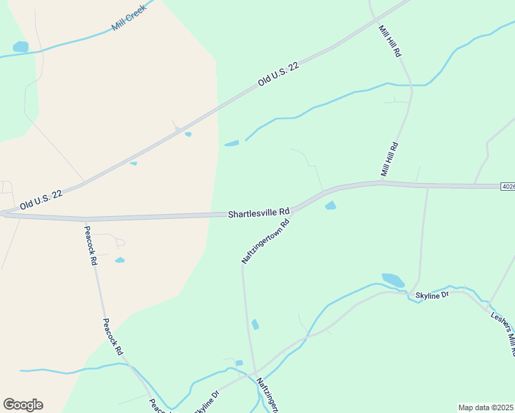 map of restaurants, bars, coffee shops, grocery stores, and more near 2604 Shartlesville Road in Mohrsville