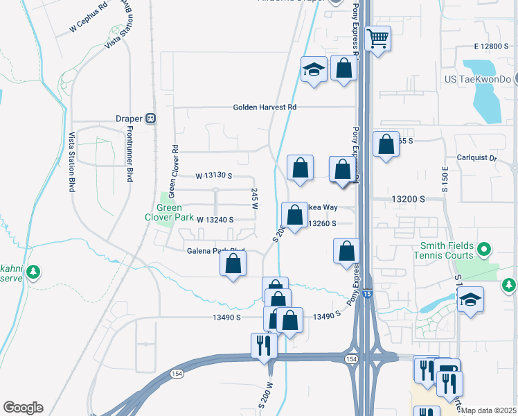 map of restaurants, bars, coffee shops, grocery stores, and more near 13213 South 245 West in Draper