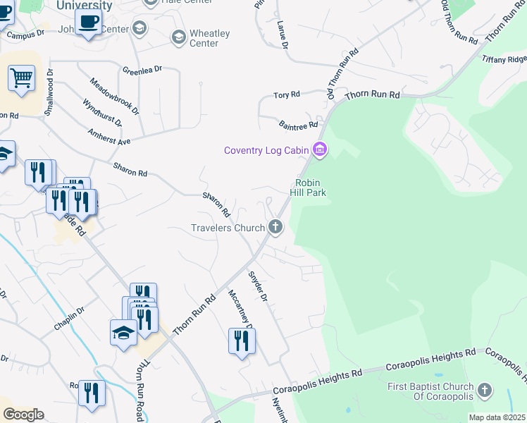 map of restaurants, bars, coffee shops, grocery stores, and more near 111 Curry Court in Coraopolis
