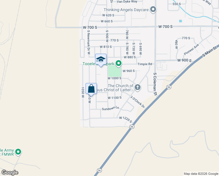 map of restaurants, bars, coffee shops, grocery stores, and more near 1051 South 900 West in Tooele