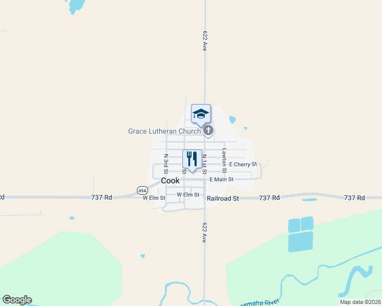 map of restaurants, bars, coffee shops, grocery stores, and more near 301-307 2nd Street in Cook