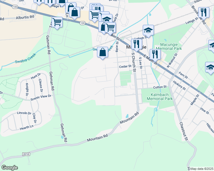 map of restaurants, bars, coffee shops, grocery stores, and more near 205 Willow Street in Macungie