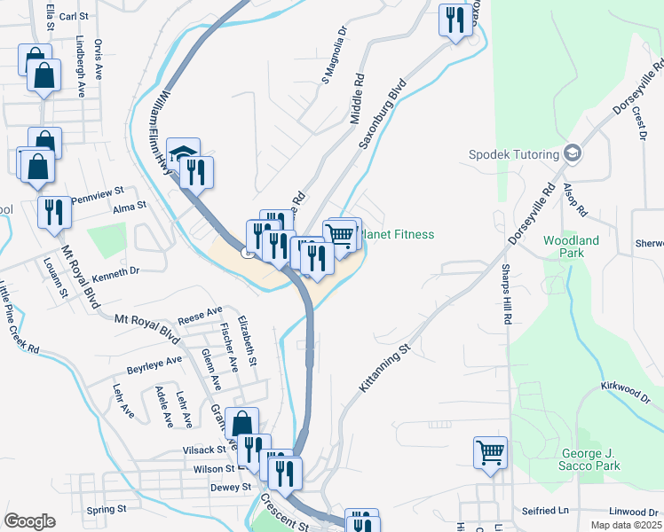 map of restaurants, bars, coffee shops, grocery stores, and more near 880 Butler Street in Pittsburgh