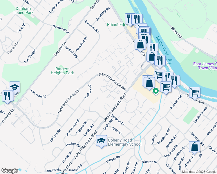 map of restaurants, bars, coffee shops, grocery stores, and more near 110 Saint Anns Court in Franklin Township