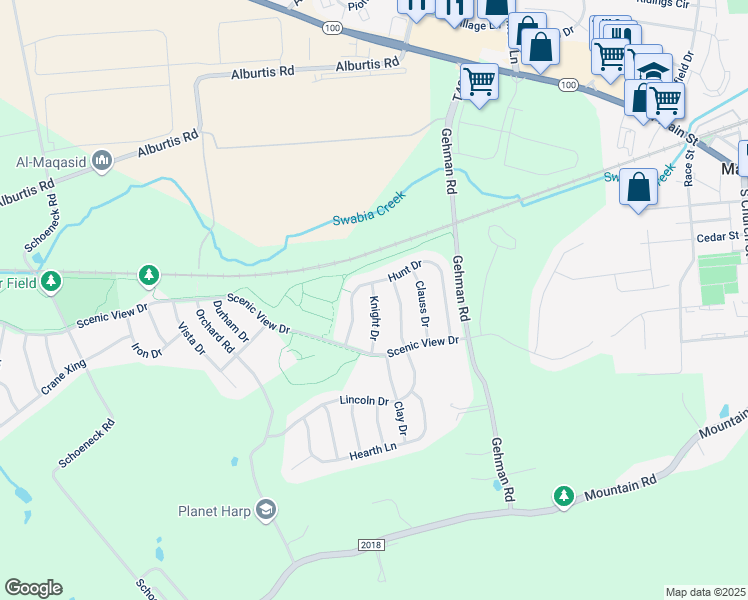 map of restaurants, bars, coffee shops, grocery stores, and more near 3742 Knight Drive in Macungie