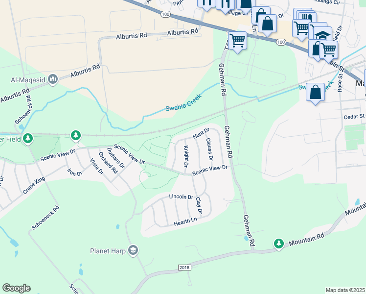 map of restaurants, bars, coffee shops, grocery stores, and more near 3740 Knight Drive in Macungie