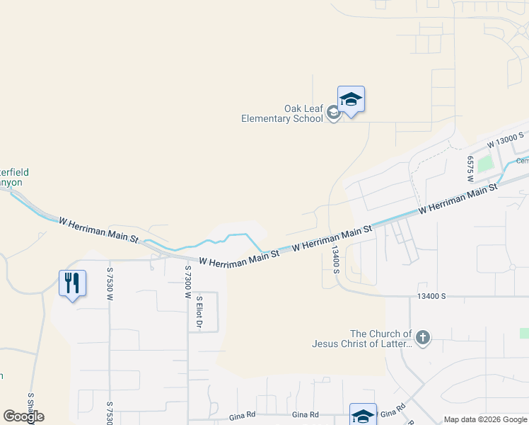 map of restaurants, bars, coffee shops, grocery stores, and more near 7094 West Monterrey Oak Drive in Herriman