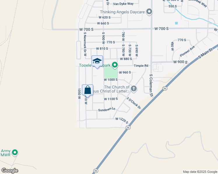 map of restaurants, bars, coffee shops, grocery stores, and more near 1038 South 860 West in Tooele