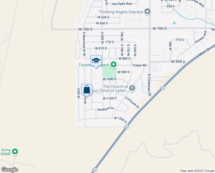 map of restaurants, bars, coffee shops, grocery stores, and more near 1038 South 860 West in Tooele