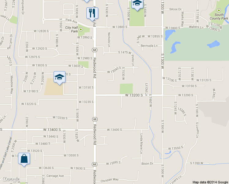 map of restaurants, bars, coffee shops, grocery stores, and more near 1582 W 13200 S in Riverton
