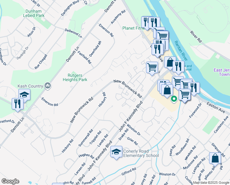 map of restaurants, bars, coffee shops, grocery stores, and more near 85 Stanwick Court in Franklin Township