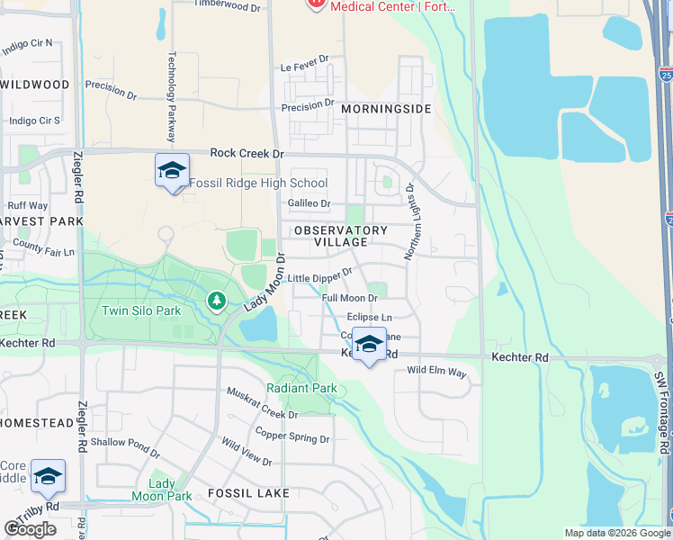 map of restaurants, bars, coffee shops, grocery stores, and more near 3708 Little Dipper Drive in Fort Collins