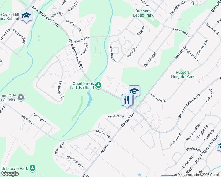 map of restaurants, bars, coffee shops, grocery stores, and more near 4 Hexham Drive in Franklin Township