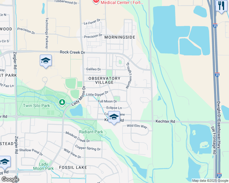 map of restaurants, bars, coffee shops, grocery stores, and more near 3815 Little Dipper Drive in Fort Collins