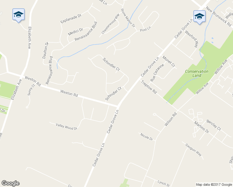map of restaurants, bars, coffee shops, grocery stores, and more near 13 Schindler Court in Franklin Township