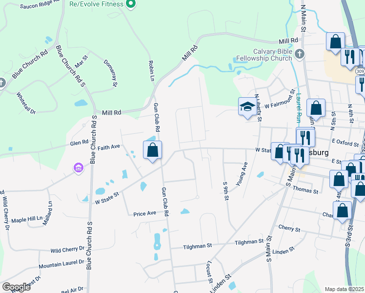 map of restaurants, bars, coffee shops, grocery stores, and more near 924 Liberty Lane in Coopersburg