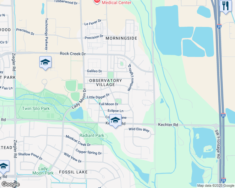 map of restaurants, bars, coffee shops, grocery stores, and more near 3821 Little Dipper Drive in Fort Collins