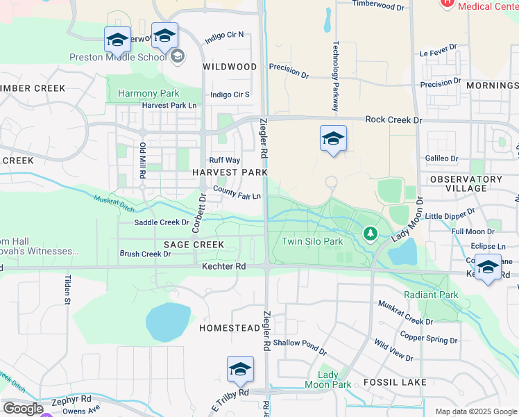 map of restaurants, bars, coffee shops, grocery stores, and more near 3039 County Fair Lane in Fort Collins