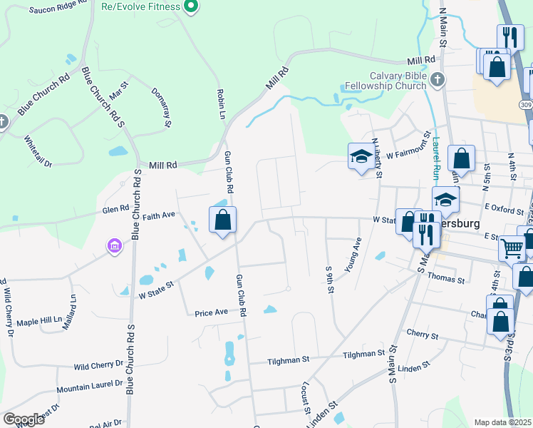 map of restaurants, bars, coffee shops, grocery stores, and more near 924 Liberty Lane in Coopersburg