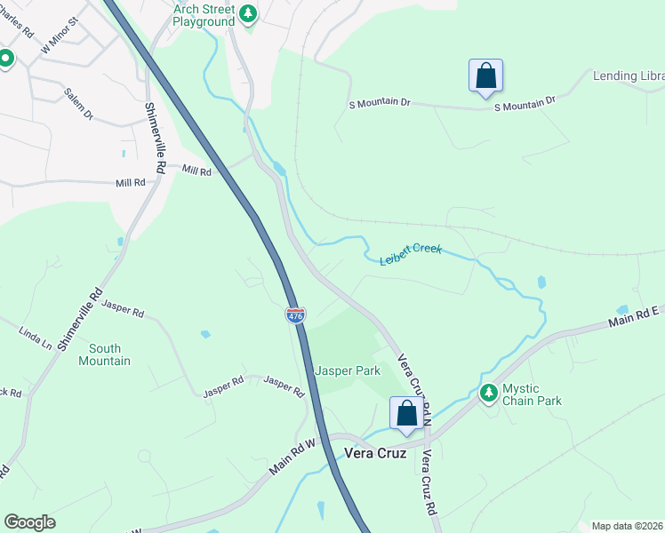 map of restaurants, bars, coffee shops, grocery stores, and more near 4859 Vera Cruz Road in Emmaus