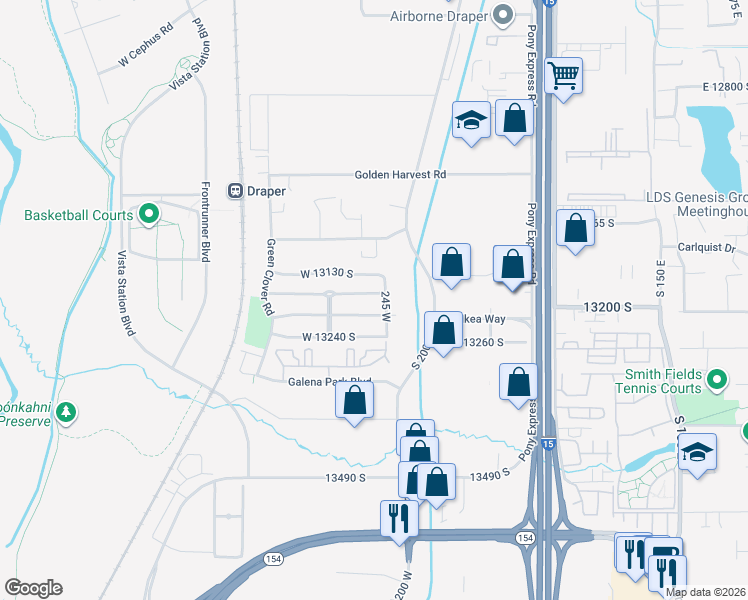 map of restaurants, bars, coffee shops, grocery stores, and more near 267 West 13165 South in Draper