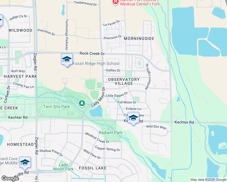 map of restaurants, bars, coffee shops, grocery stores, and more near 3639 Big Dipper Drive in Fort Collins