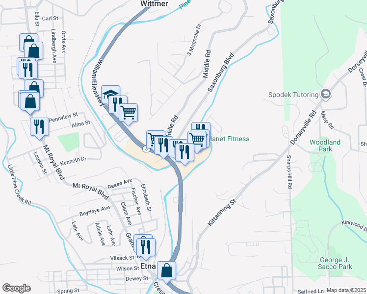 map of restaurants, bars, coffee shops, grocery stores, and more near 882 Butler Street in Pittsburgh