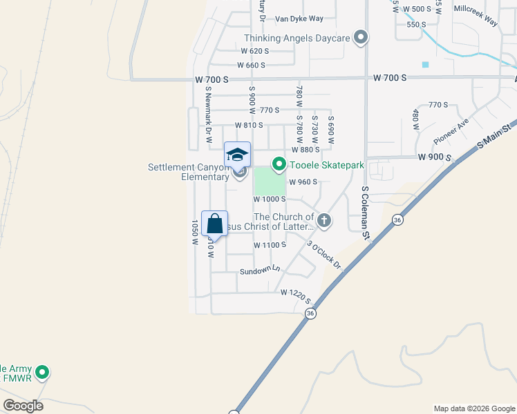 map of restaurants, bars, coffee shops, grocery stores, and more near 1011 South 900 West in Tooele