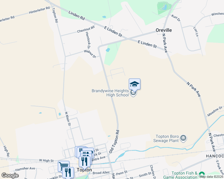 map of restaurants, bars, coffee shops, grocery stores, and more near 143 Old Topton Rd in Mertztown