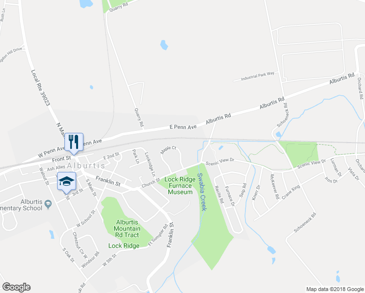 map of restaurants, bars, coffee shops, grocery stores, and more near 274 Maple Court in Alburtis