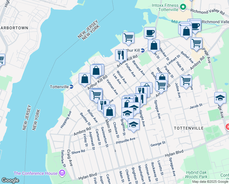 map of restaurants, bars, coffee shops, grocery stores, and more near 171 Yetman Avenue in Staten Island