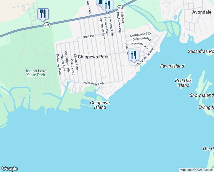 map of restaurants, bars, coffee shops, grocery stores, and more near 13800-14998 Thomas Dr in Lakeview