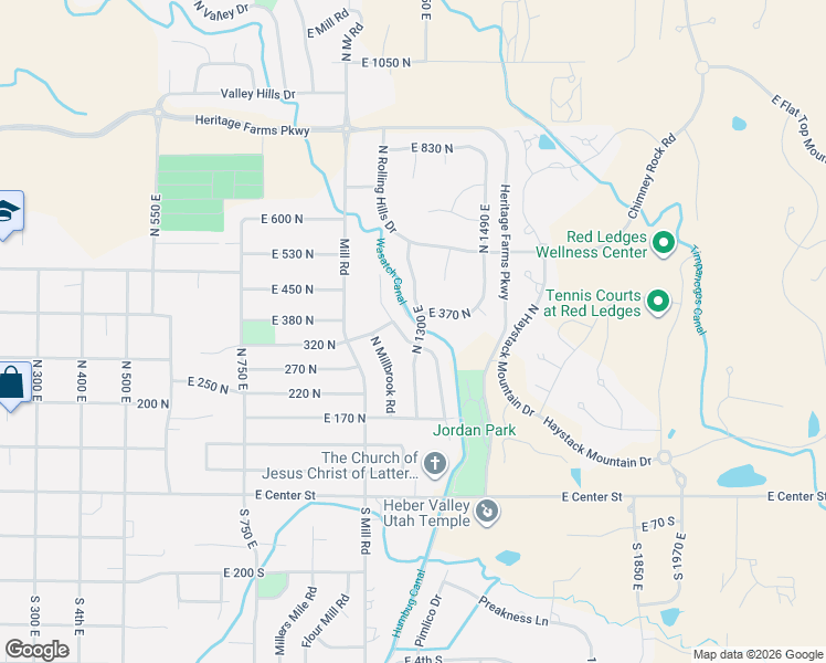 map of restaurants, bars, coffee shops, grocery stores, and more near 288 Waterside Road North in Heber City