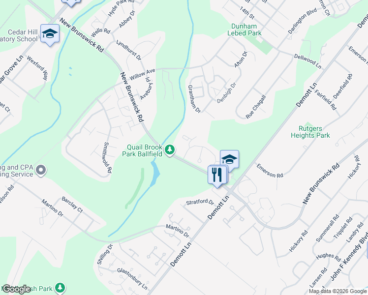 map of restaurants, bars, coffee shops, grocery stores, and more near 4 Hexham Drive in Franklin Township