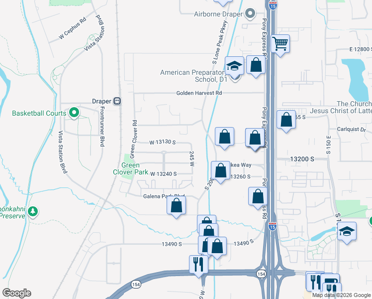 map of restaurants, bars, coffee shops, grocery stores, and more near 267 West 13165 South in Draper