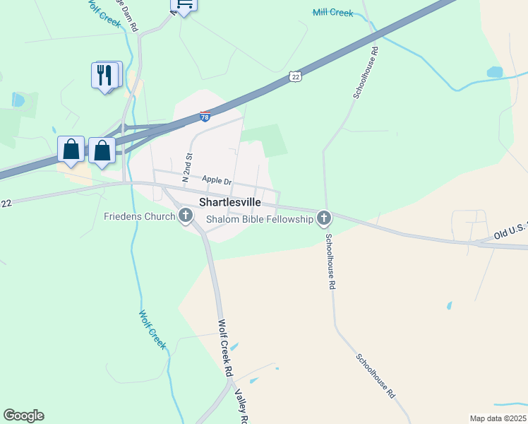 map of restaurants, bars, coffee shops, grocery stores, and more near 5561 Old U.S. 22 in Hamburg