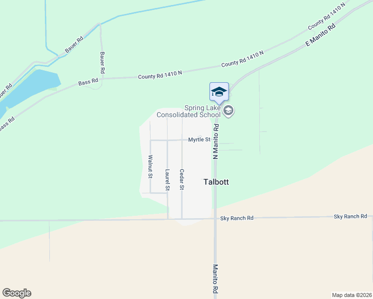 map of restaurants, bars, coffee shops, grocery stores, and more near 13386 Cedar St in Manito