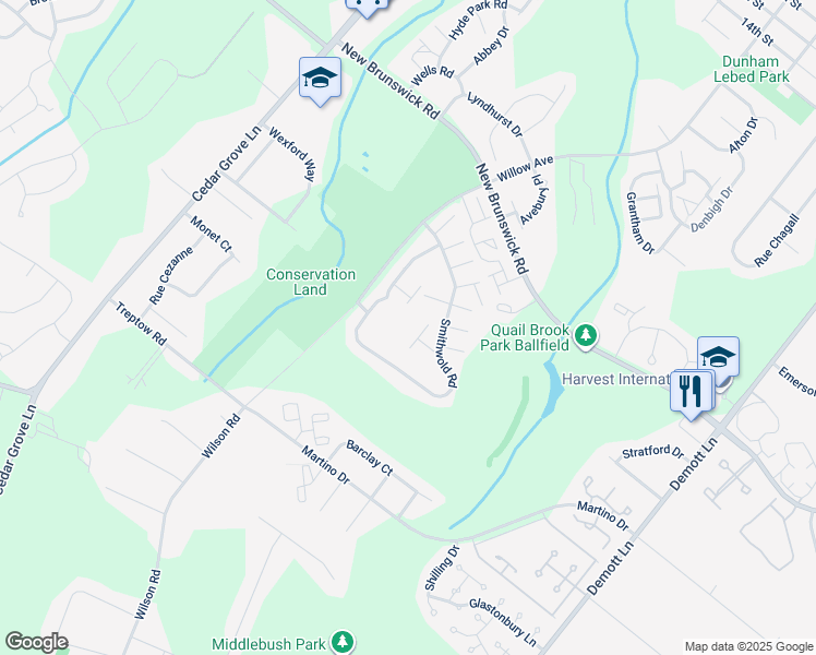 map of restaurants, bars, coffee shops, grocery stores, and more near 316 Classon Court in Franklin Township