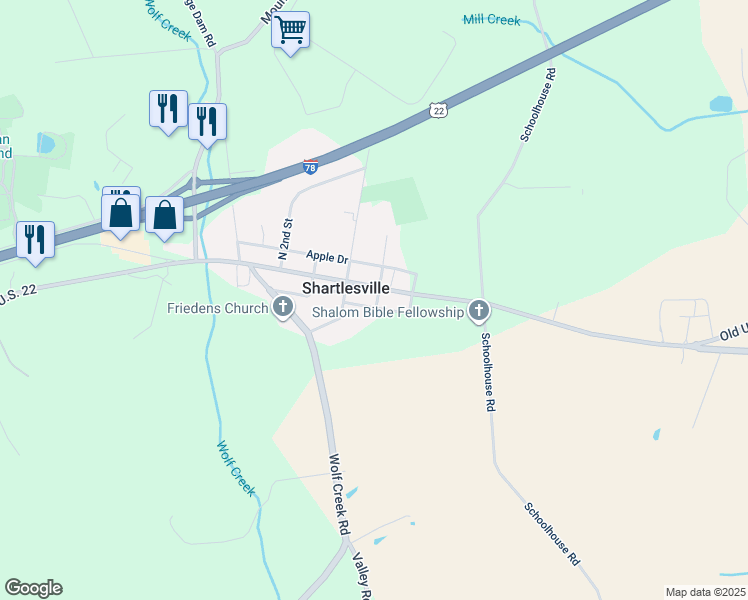 map of restaurants, bars, coffee shops, grocery stores, and more near 5561 Old U.S. 22 in Hamburg