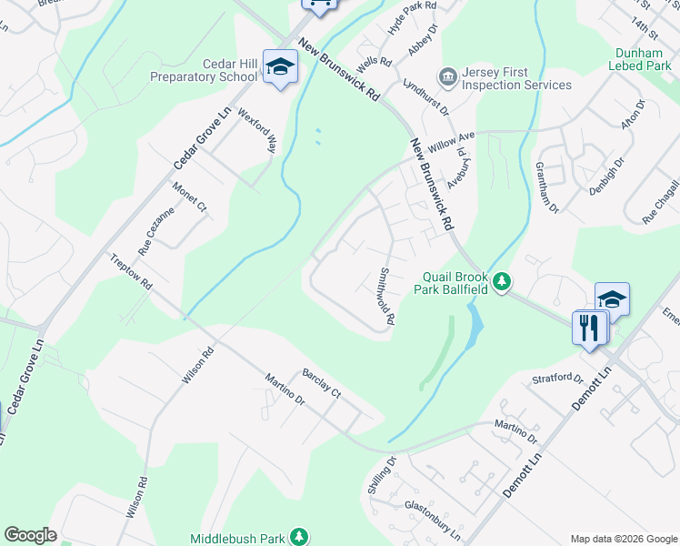 map of restaurants, bars, coffee shops, grocery stores, and more near 316 Classon Court in Franklin Township