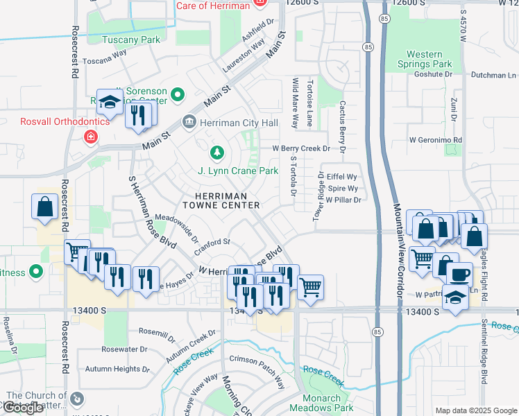 map of restaurants, bars, coffee shops, grocery stores, and more near 13274 Fort Herriman Parkway in Herriman