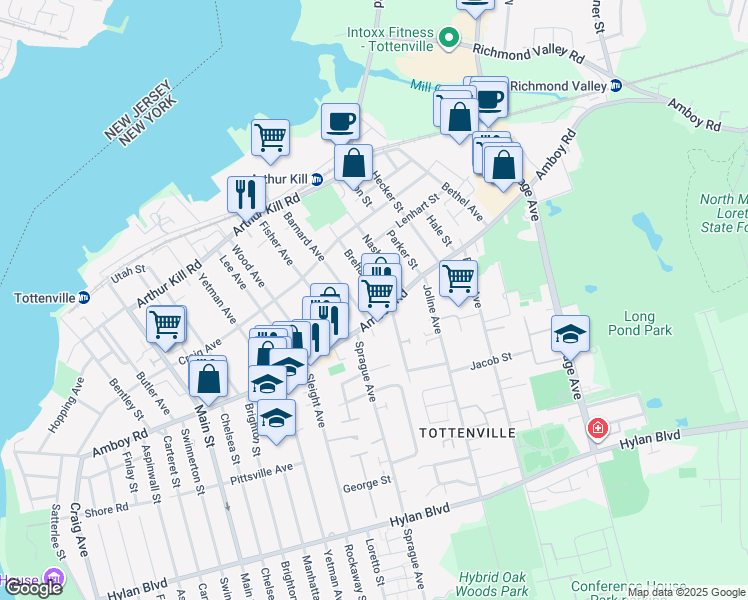 map of restaurants, bars, coffee shops, grocery stores, and more near in Staten Island