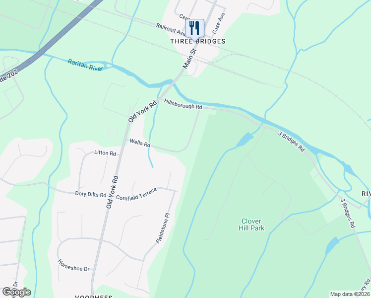 map of restaurants, bars, coffee shops, grocery stores, and more near 21 Wells Road in Flemington