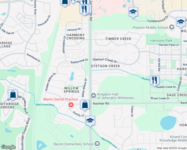 map of restaurants, bars, coffee shops, grocery stores, and more near 2102 Sweetwater Creek Drive in Fort Collins