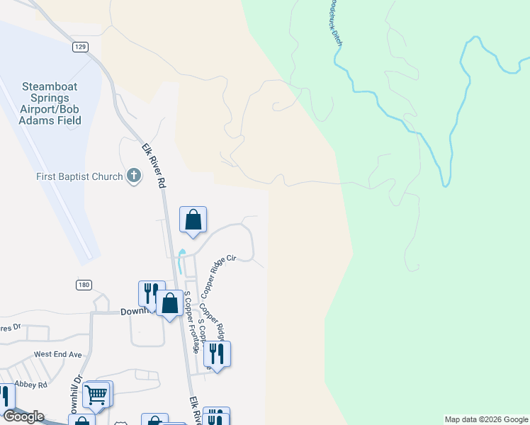 map of restaurants, bars, coffee shops, grocery stores, and more near 1704 Copper Ridge Spur in Steamboat Springs