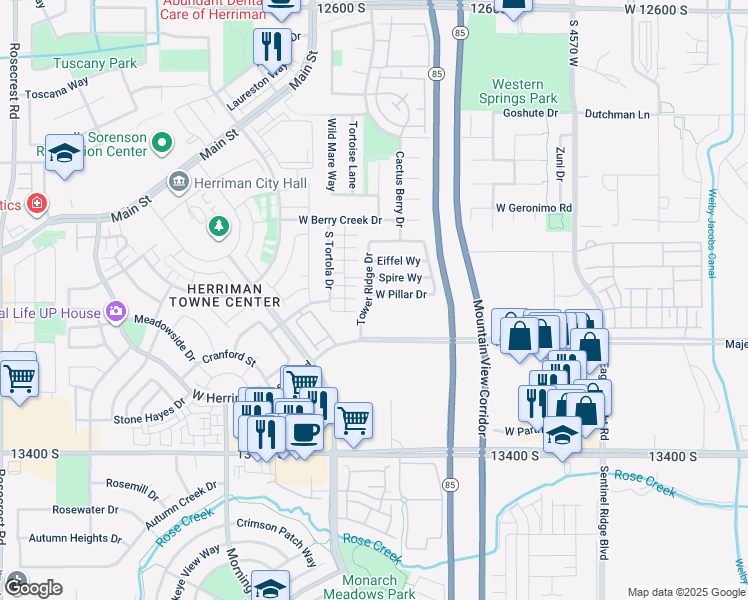 map of restaurants, bars, coffee shops, grocery stores, and more near 4933 West Pillar Drive in Riverton