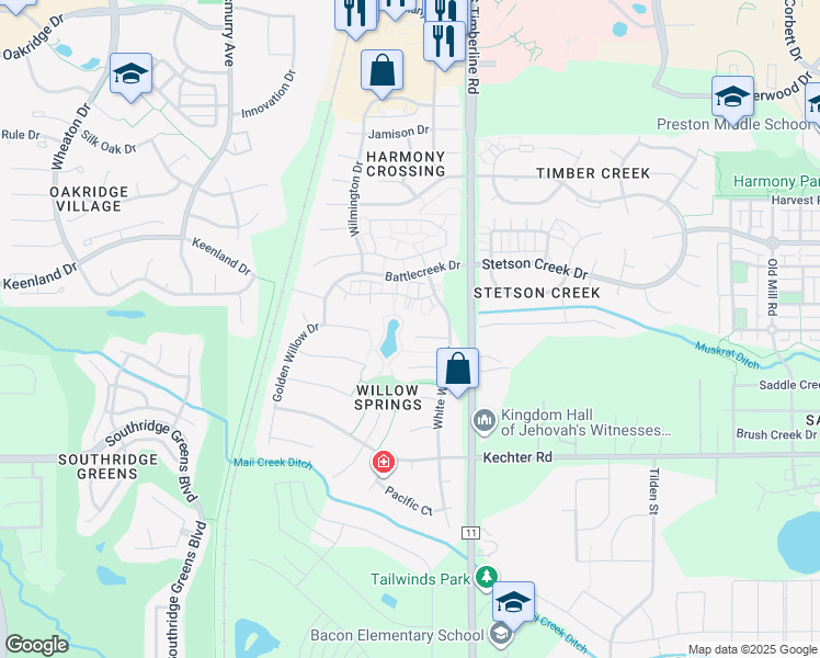 map of restaurants, bars, coffee shops, grocery stores, and more near 1906 Topanga Court in Fort Collins