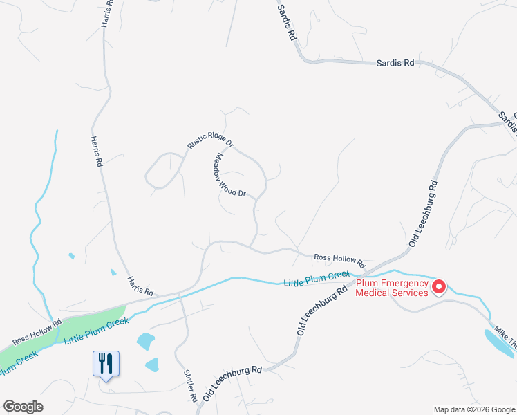 map of restaurants, bars, coffee shops, grocery stores, and more near 72 Rustic Ridge Drive in Pittsburgh